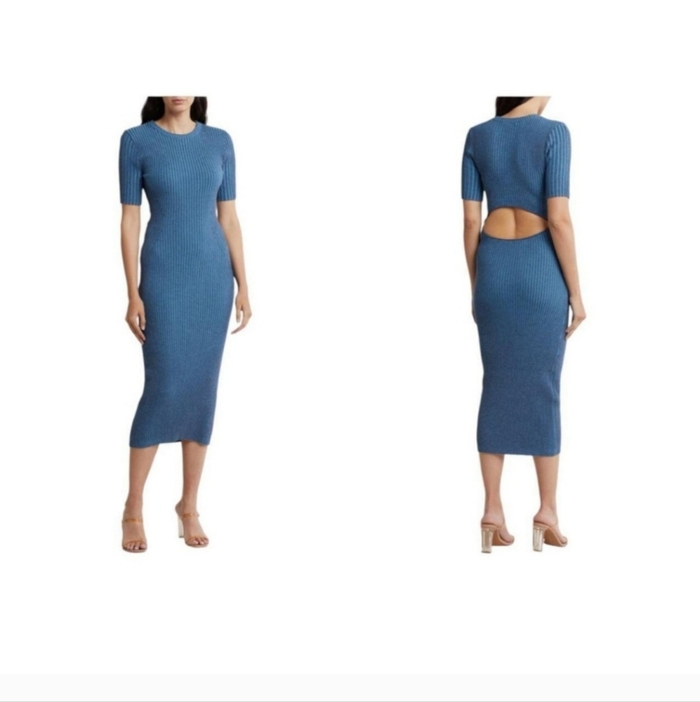 NWOT Rails Ribbed Open Back Bodycon Sweater Midi Dress Size XL